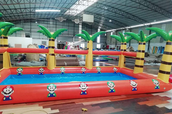 Outdoor Garden Inflatable Swimming Pool With Palm Tree Fence For Kids Playing