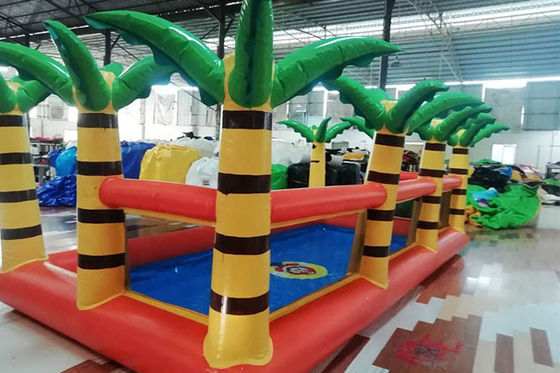 Outdoor Garden Inflatable Swimming Pool With Palm Tree Fence For Kids Playing