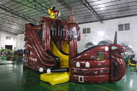 Anti - UV Kids Backyard Inflatable Pirate Ship With Bouncy Slide Castle