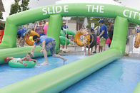 Customized Three Lanes Inflatable City Slide For Outdoor Sports Game