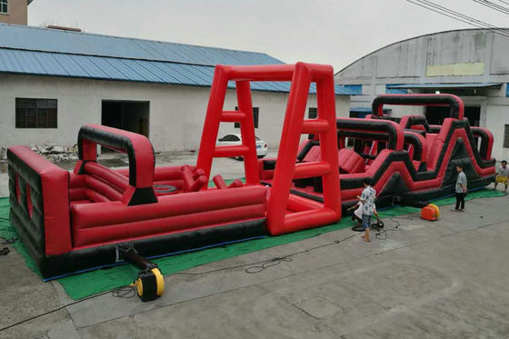 20m*4m Red Color Running Inflatable Water Obstacle Course Rental