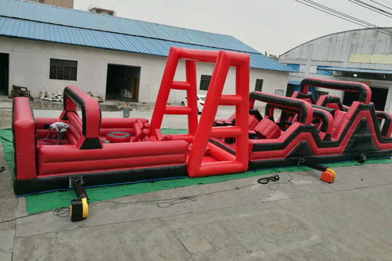 20m*4m Red Color Running Inflatable Water Obstacle Course Rental