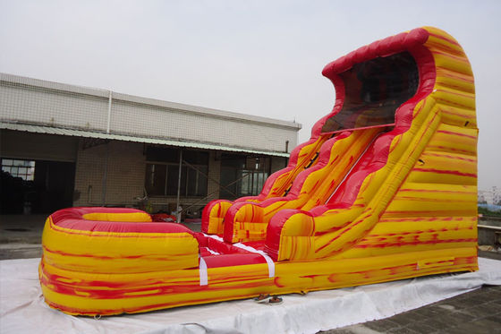 Custom Fire Ice Color Inflatable Water Slide With Pool For Kids / Rental Business