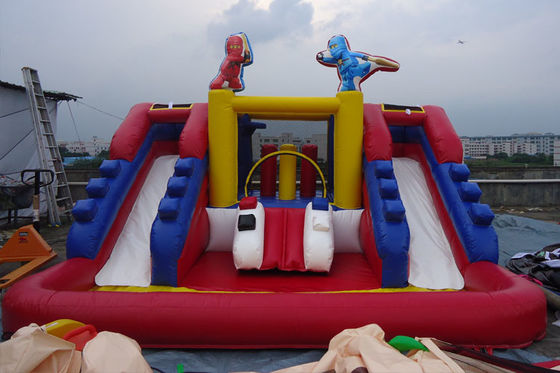 Double Sides Inflatable Water Slide Combo With Hero Painting Kids Park Fun