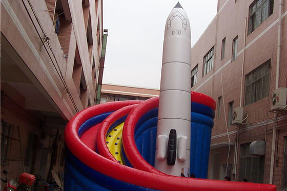 Rotating Inflatable Water Slide With Rocket Outdoor Moonwalk Waterslide Sliding Fun