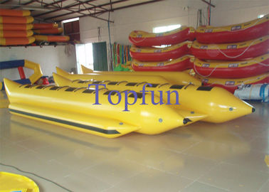 Double Or Single Line Inflatable Banana Boat / Banana Shape Boat With Motor For Stream Rafting