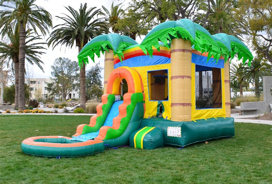 Inflatable Coconut Tree Water Slide Bounce House For Holiday Event