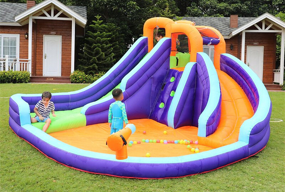 25m Small Land Inflatable Water Park With Swimming Pool Slide