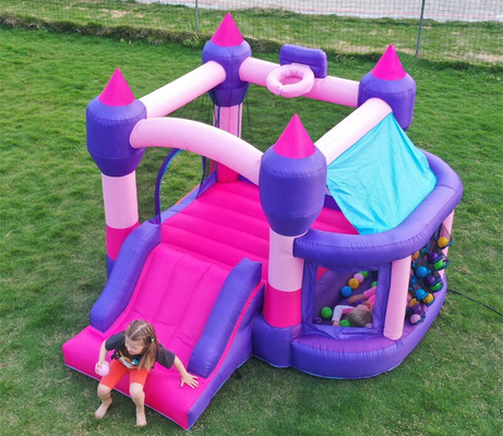 Customized Pink Inflatable Bouncer Castle Jumping House With Slide