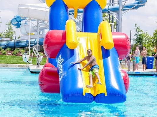 Colorful PVC Inflatable Water Park 10 Peoples Obstacle Course