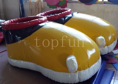 Yellow PVC Inflatable Shoes For Walking Race Interesting Inflatable Soccer Field