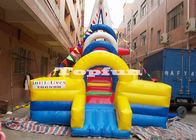 Safe Inflatable Barque Jumping Castle , Inflatable Bouncy Boat With Long Slide