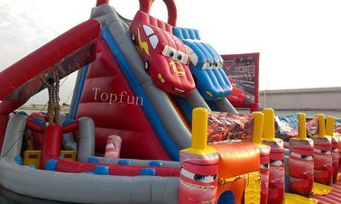 Exciting Car Race Inflatable Slide , Customised Inflatable PVC Tarpaulin Slide