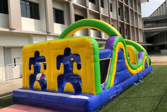 Blue 8m Inflatable Obstacle Course Jumping Castle For toddler