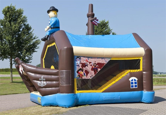 420D Pirate Inflatable Bouncer Castle With Air Cannons