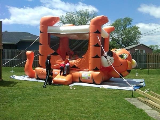 PVC Coated Cartoon Tiger Inflatable Bouncer Castle Blow Up Jumping Castle