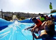 Customized 300m Inflatable Water Slide , Natural Ramp Blue Summer Water Game