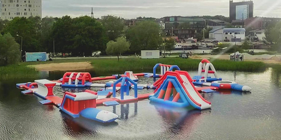 Inflatable Challenge Water Obstacle Course 165 Person Capacity