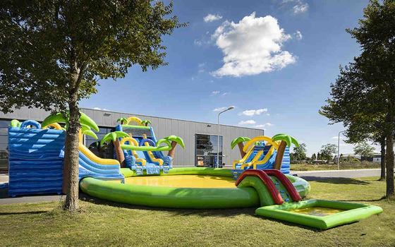 Coconut Tree Inflatable Water Park Slides Swimming Pool