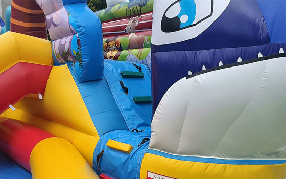 Huge Shark 0.9mm PVC Inflatable Water Park With Swimming Pool