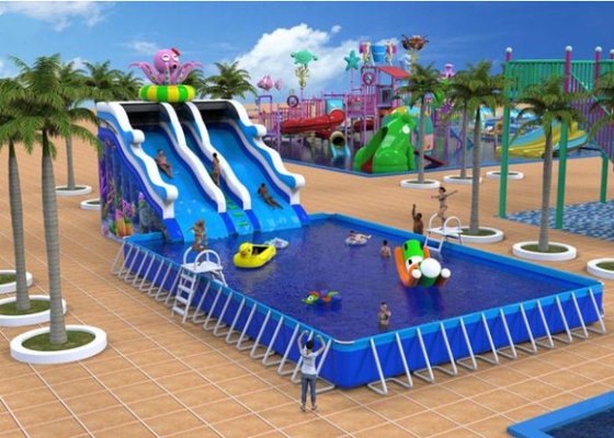 Shark Inflatable Water Park Big Swimming Pool With Water Slide