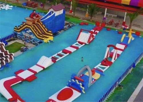 Inflatable PVC Land Water Park With Water Slide Swimming Pool