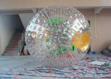 Winter 1.0mm TPU Inflatable Zorb Ball With Green Harnees And Yellow Exits