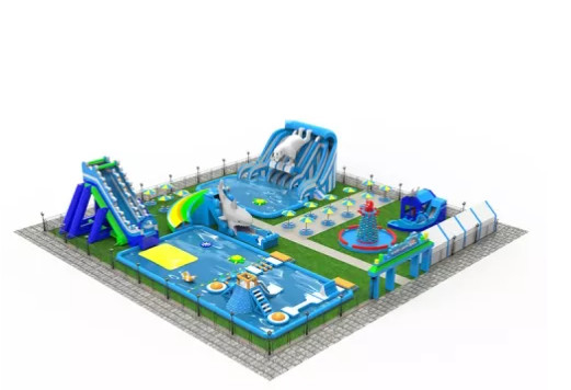 Inflatable Land Water Park Swimming Pool With Obstacle Course