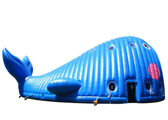 Giant Blue Cartoon Whale Inflatable Event Tent For Commercial