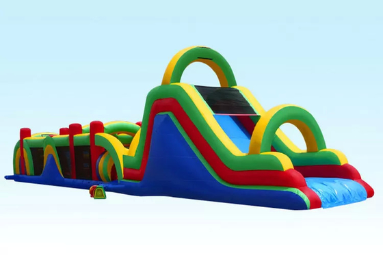 0.55mm PVC Tarpualin Giant Inflatable Obstacle Course With Slide