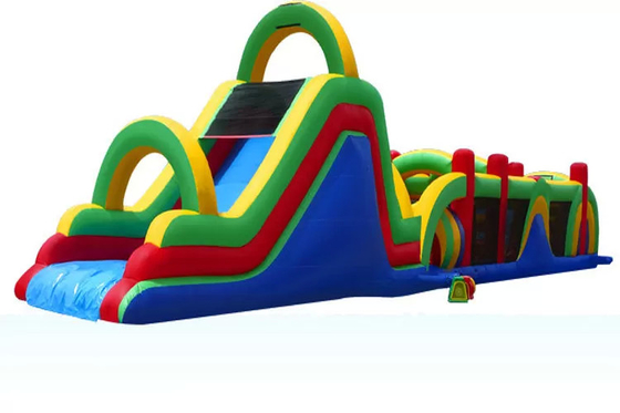 0.55mm PVC Tarpualin Giant Inflatable Obstacle Course With Slide