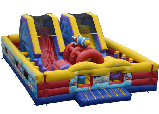 Rocket Inflatable Fun Obstacle Course , Entertainment Obstacle Course