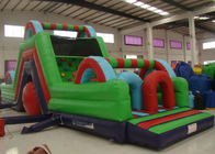 Custiomized Adventuring Green Bouncy Castle Obstacle Course For Kids