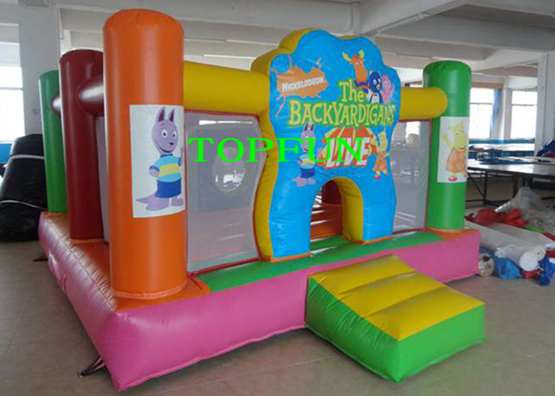 Orange And White Inflatable Digital Printing Thunder Slide Bouncy House