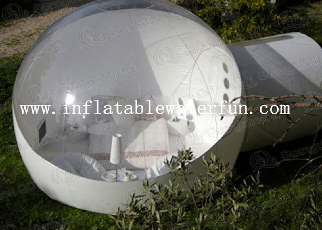Semi Transparent Inflatable Bubble Tent With Two White Tunnel for hotel