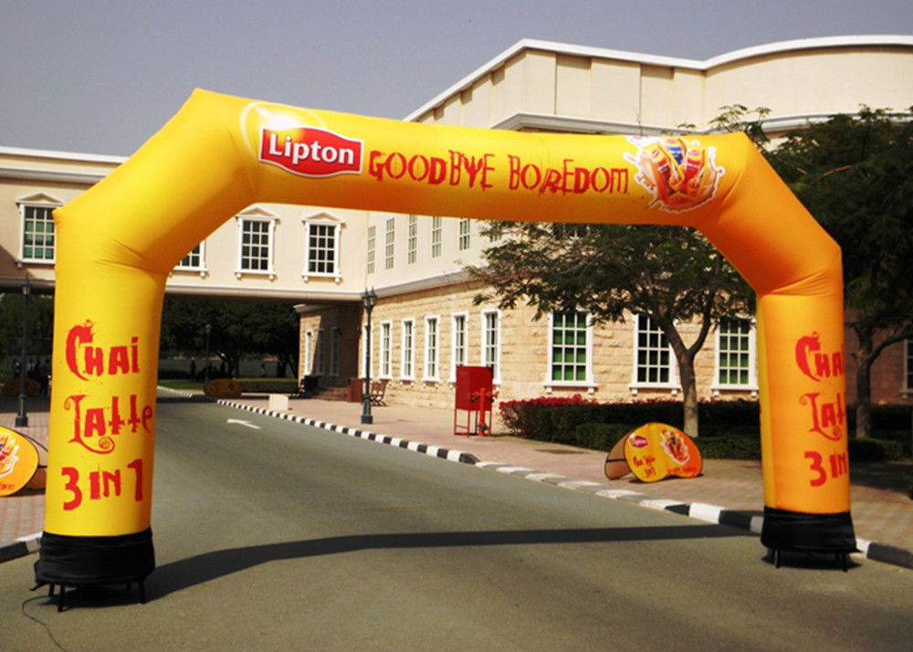 Large Yellow Inflatable Arches , Inflatable Archways 9m Span By 4m High