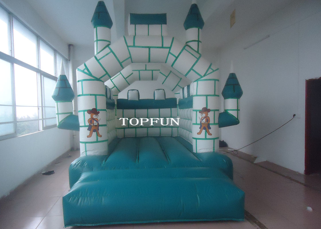 Commercial Castle Type Green Inflatable Jumping Castle 5 x 4 m PVC Tarpaulin