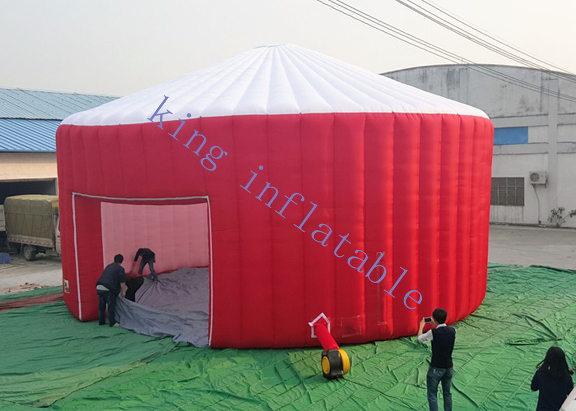 210D Oxford Fabric Dome Inflatable Event Tent White / Red Stitching Structure