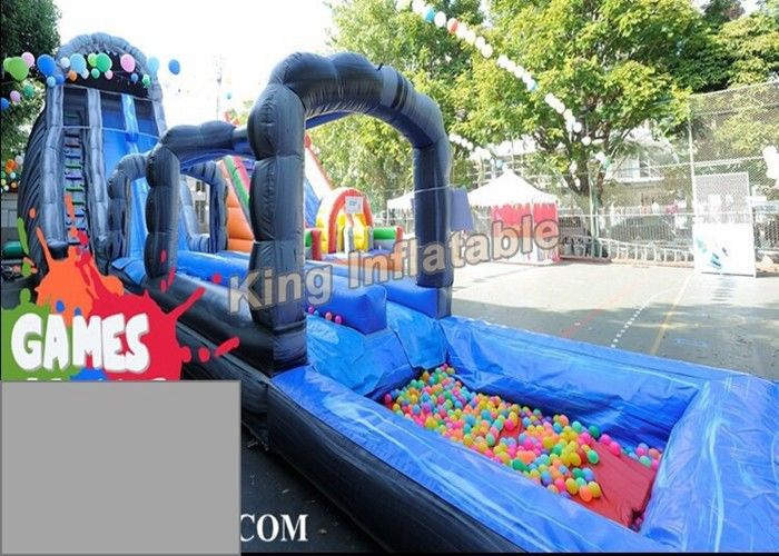 Blue / Green Customized Inflatable Water Slide With Constant Blowing System