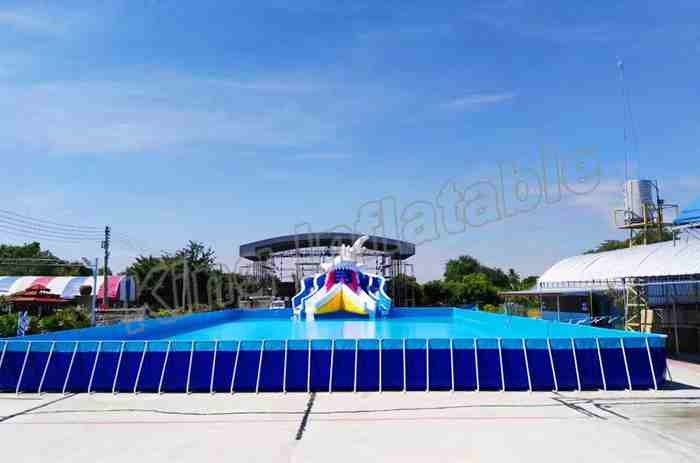 Commercial Inflatable Water Slide Park 0.9mm PVC Tarpaulin Blow Up Water Park with above ground pool