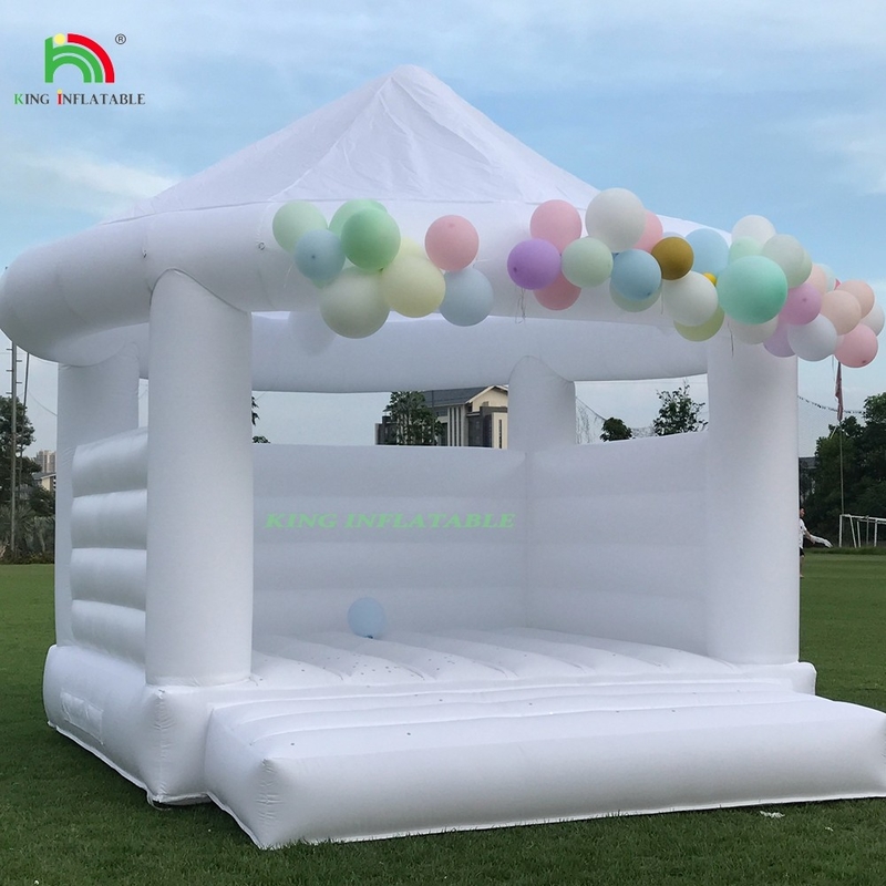 Custom White Inflatable Bounce Castle Party  Wedding Bouncer House With Circular Roof