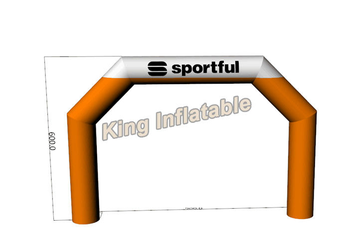 6m High Custom Made Advertising Beautiful Orange Inflatable Arch For Sport Entrance