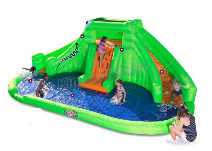 Custom Crocodile Theme Water Slide Inflatable Splash Play PVC For Kids