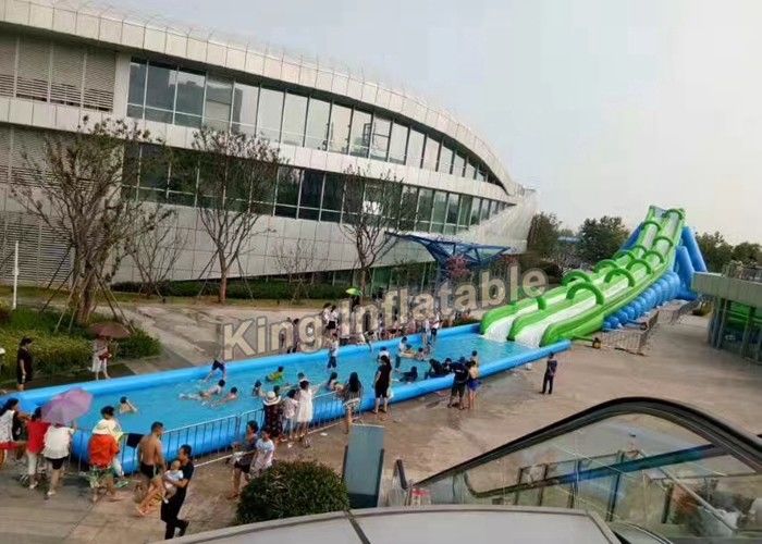 Customized Giant Green Inflatable City Water Slide , Slip N Slide The City