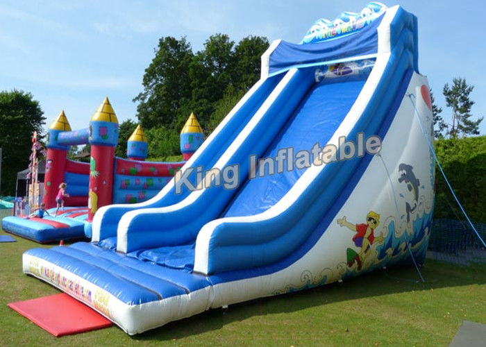 Giant Wave Blow Up Dry Slide 21 Feet High Blue / White With 2 Years Guarantee