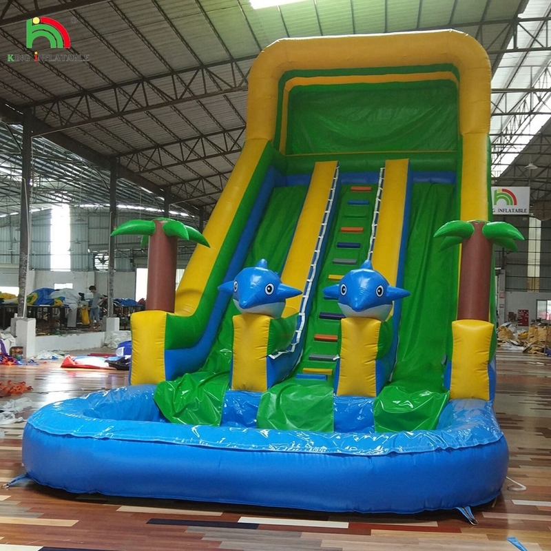 Double Slide Inflatable Water Slide Palm Tree Inflatable Wet Dry Slide For Kids And Adults