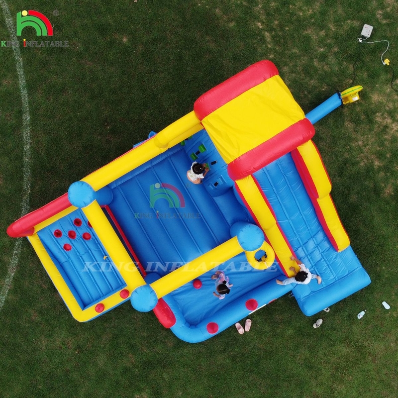 Inflatable Obstacle Course Bounce House Castle With Slides Bounce Area And Obstacles Climbing With Blower
