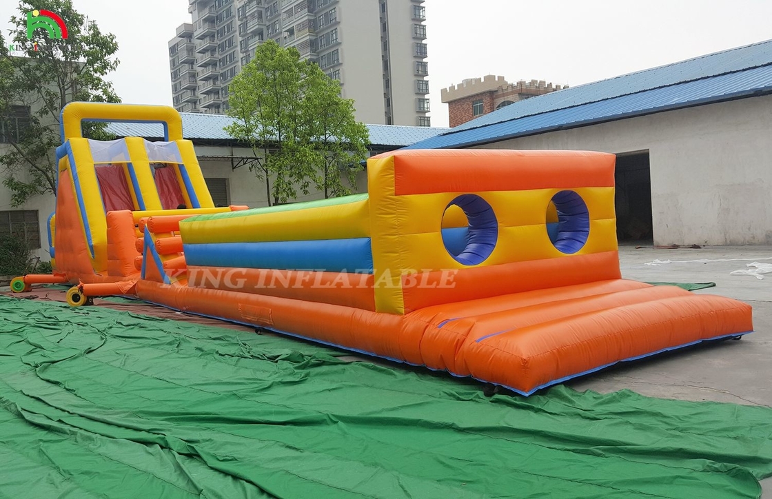 Custom Sport Inflatable Carnival Games Inflatable Challenge Race Obstacle Course With Double Lane Climbing And Slide