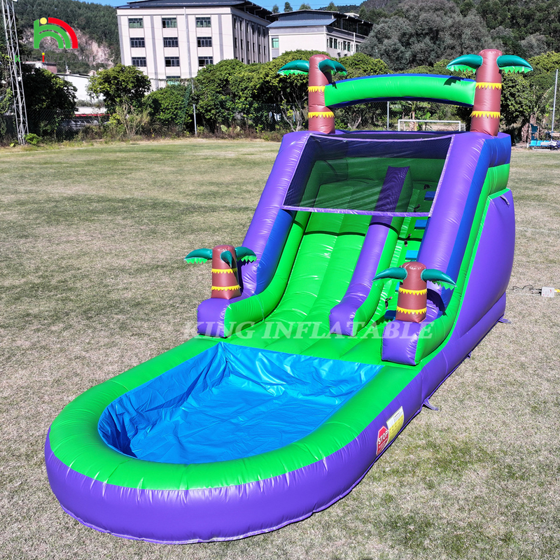 Commercial PVC Inflatable Water Slide Outdoor Backyard Kids Waterslide With Bigger Water Splash Pool & 1100W Blower