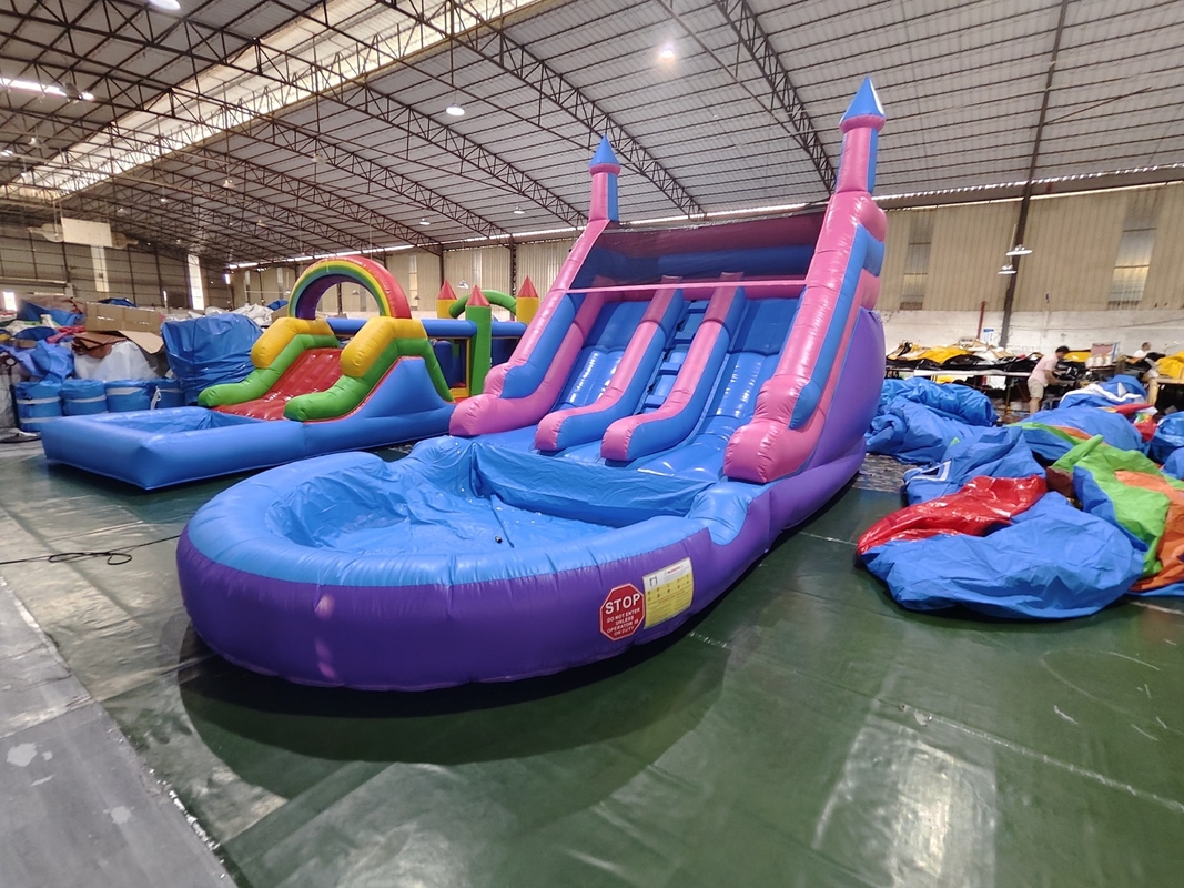 Popular Commercial Double Lane Inflatable Water Slides With Pool Water Slides Inflatable For Kids And Adults